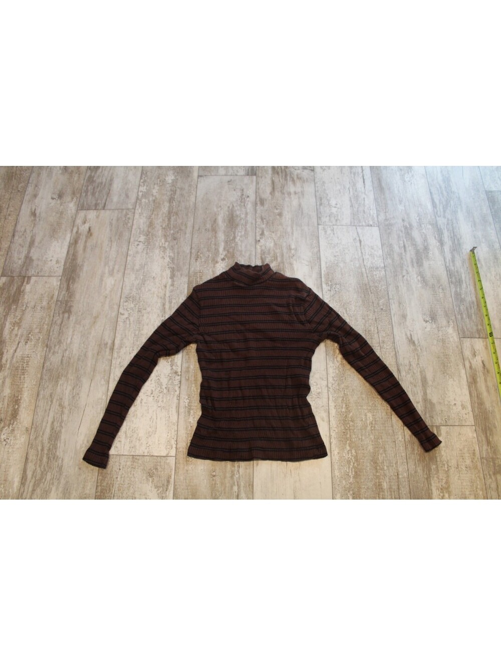 Dockers S Brown Striped Ribbed Mock Neck Top 90s Y2K
